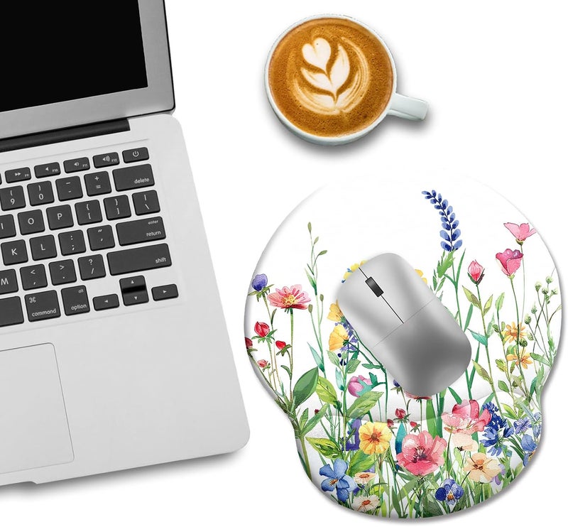 LIMKRIAN Flower Ergonomic Mouse Pad with Wrist Rest, Gaming Computer Mouse Pad Wrist Support with Non-Slip Pain Relief PU Base, Funny Mouse Pads for Desk Work, Cute Office Desk Decor Accessories - Image 2